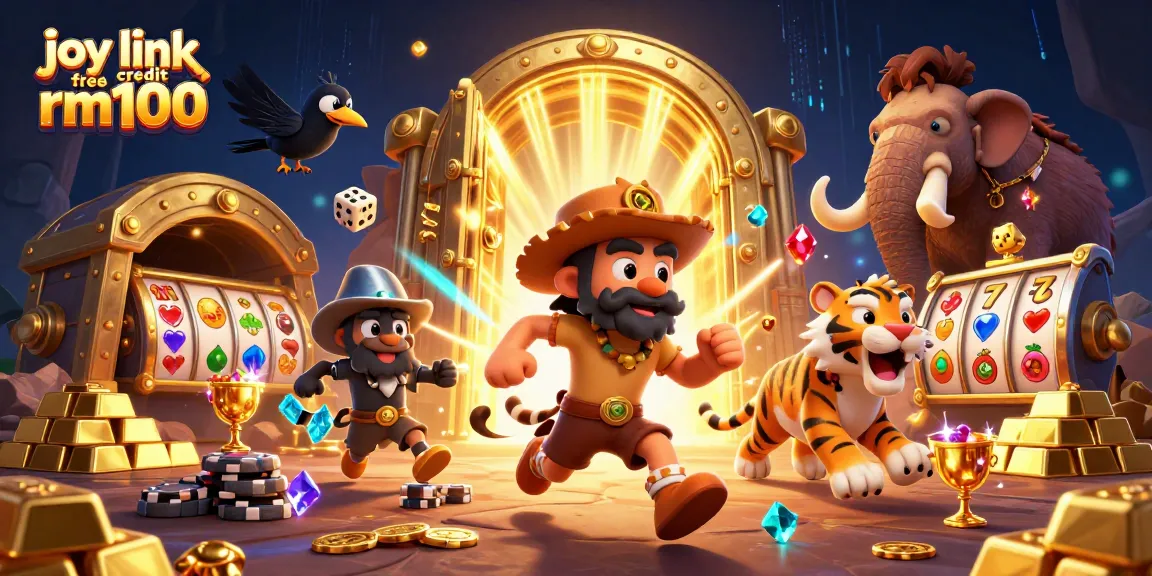 Join the fun at joy link free credit rm100 casino with a colorful, lively prehistoric gaming scene.