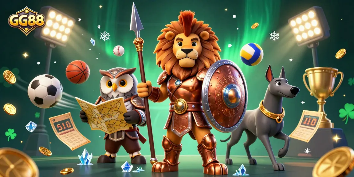 Win big with GG88 in this immersive 3D digital casino scene featuring vibrant characters.