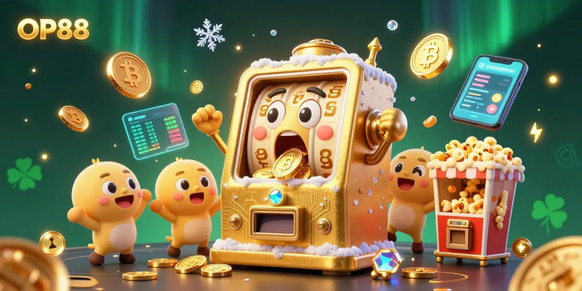 OP88 slot machine hitting jackpot as coins pour out, enhancing the excitement of online gambling.