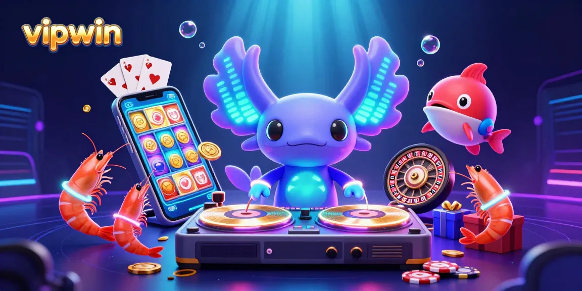 Enjoy thrilling adventures at vipwin with a vibrant 3D gaming scene featuring dynamic casino elements.