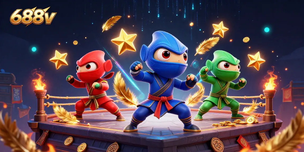 Experience thrilling gameplay at 688v as ninja chameleons showcase martial arts in a vibrant casino scene.