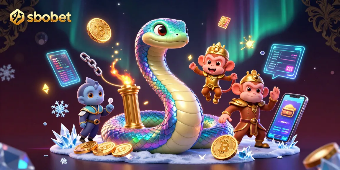 Experience sbobet betting excitement with colorful characters and crypto-themed elements in a vibrant 3D illustration.
