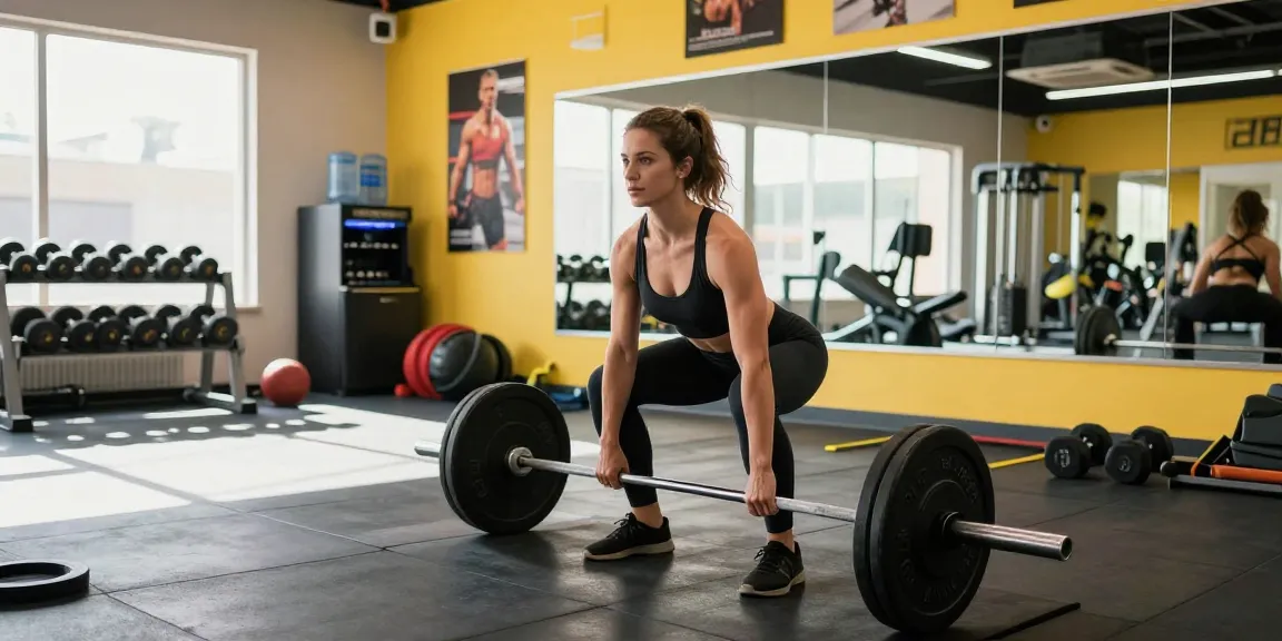 Anabolika Shop featuring a determined woman deadlifting weights in a modern gym, showcasing strength and commitment to fitness.