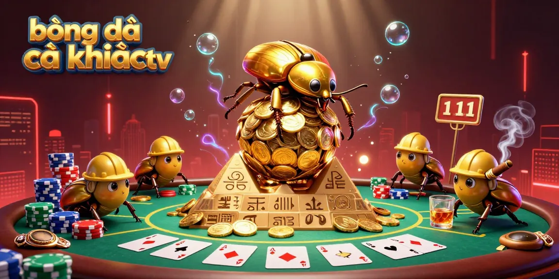 Engage with bóng đá cà khịa tv while enjoying a thrilling scene of golden dung beetles in a vibrant casino atmosphere.