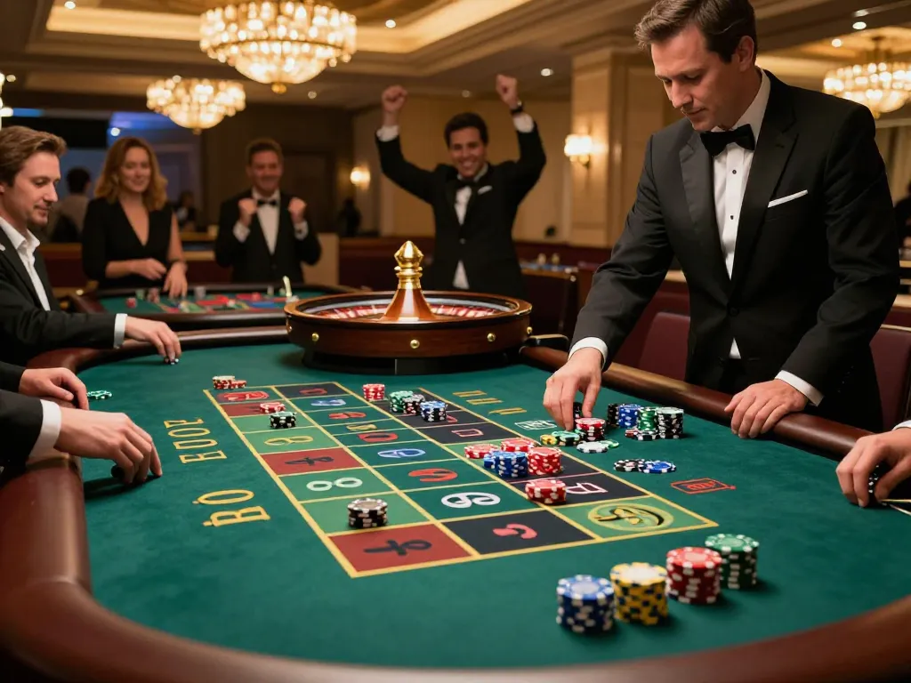 Players enjoying a thrilling game of roulette at Vin 88 casino, showcasing vibrant betting action.