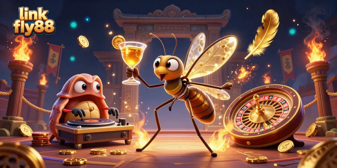 Engage with exhilarating gaming action at link fly88, showcasing colorful casino mascots and rich visual elements.