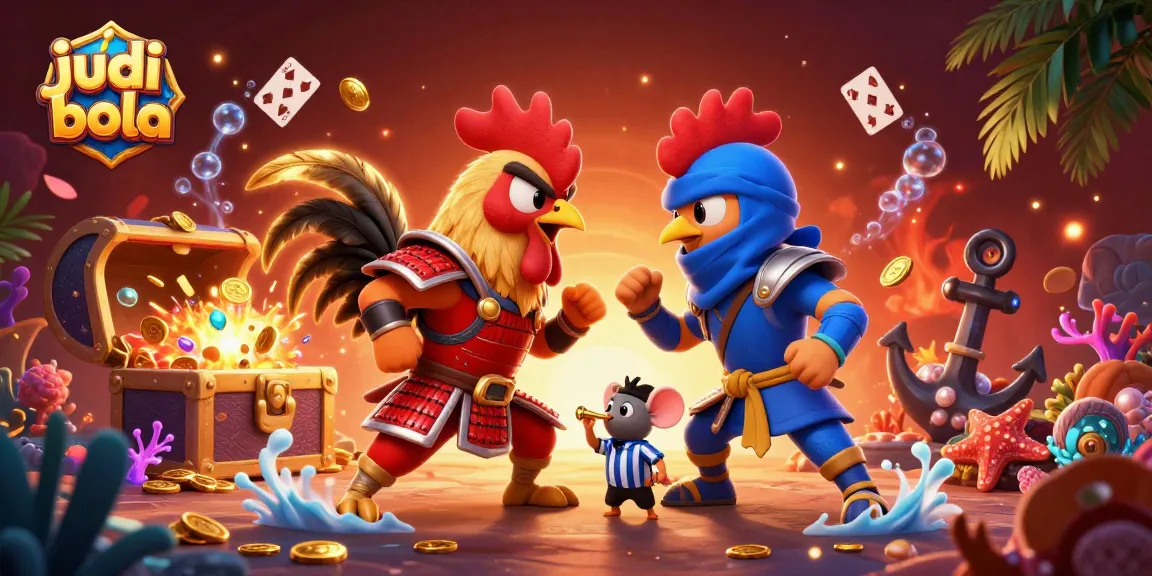 Engage in judi bola action with rooster warriors battling in a casino-themed spectacular scene.