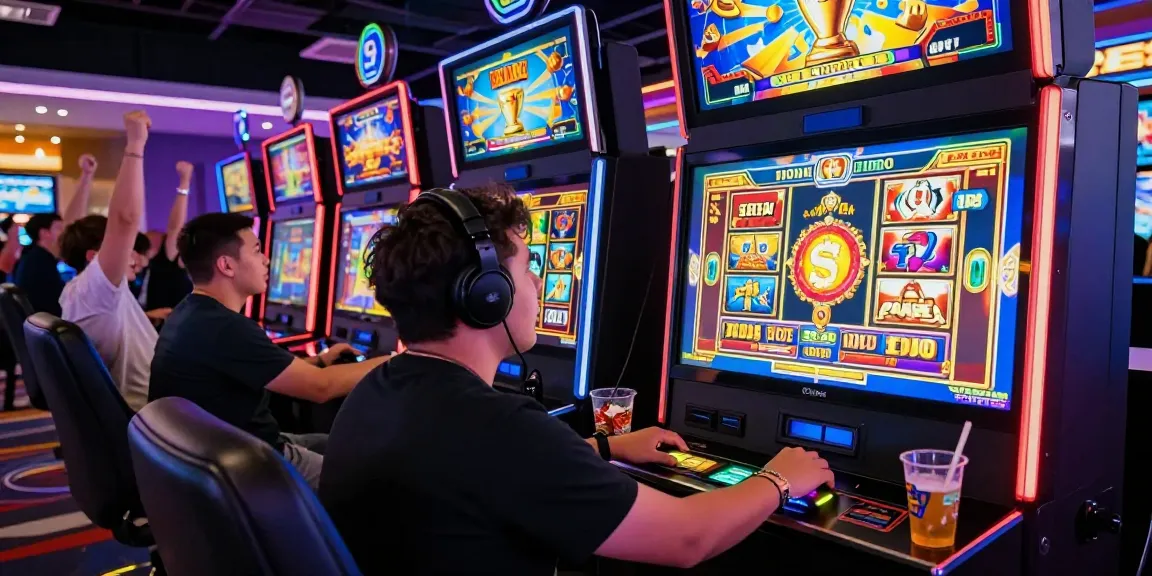 Exciting gaming scene showing player focused on slot deposit 1000 gameplay with vibrant graphics and energetic atmosphere.