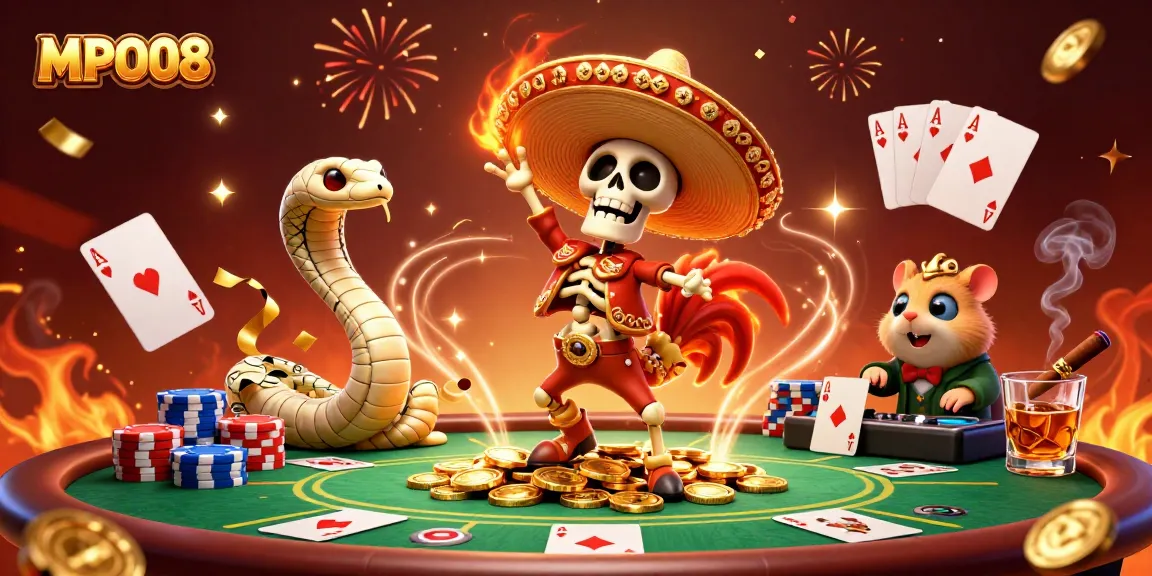 MPO08 offers thrilling online slot gaming experiences with vibrant characters and casino life.