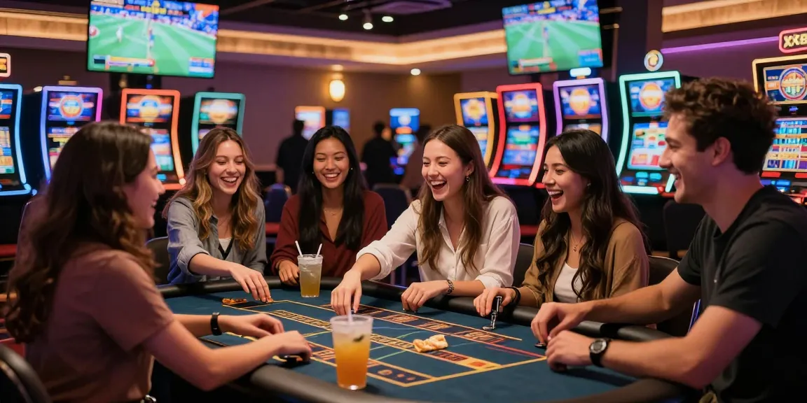 Dynamic gambling scene at XX88 casino with players celebrating wins.