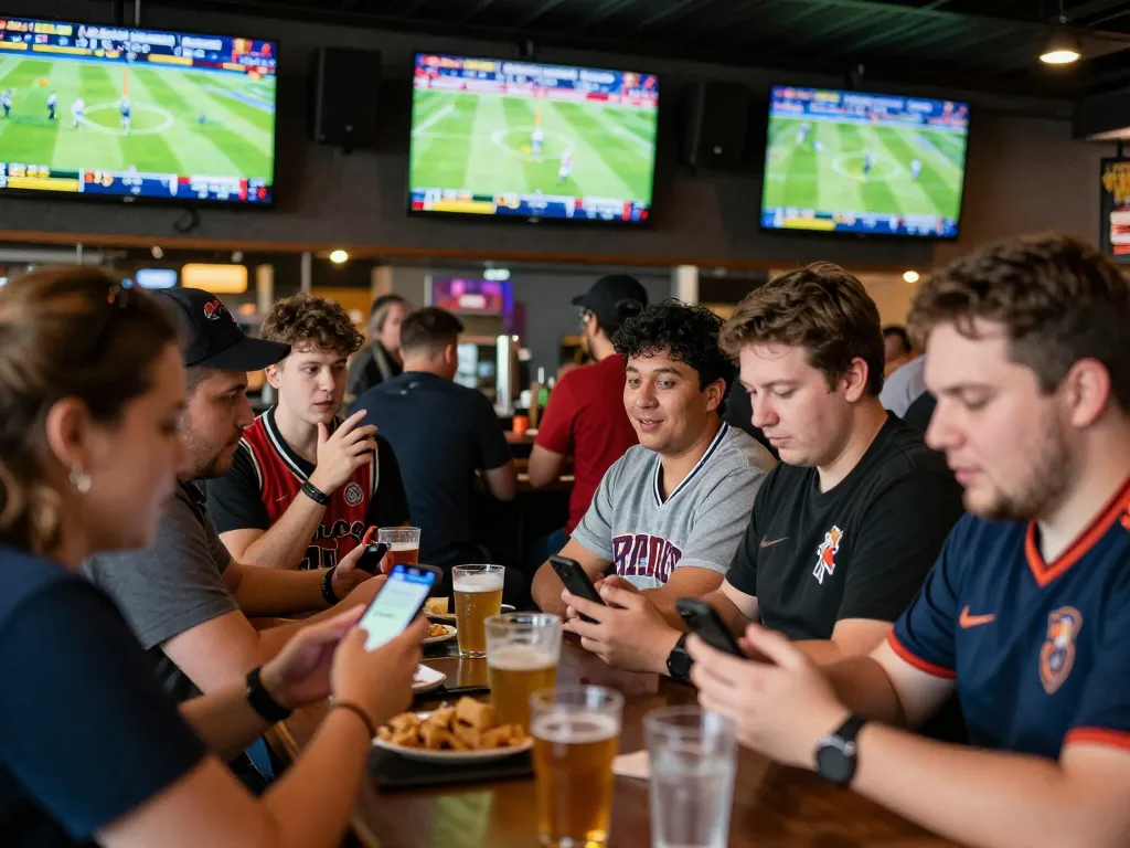 The excitement of keo nha cai as patrons engage in sports betting at a lively bar