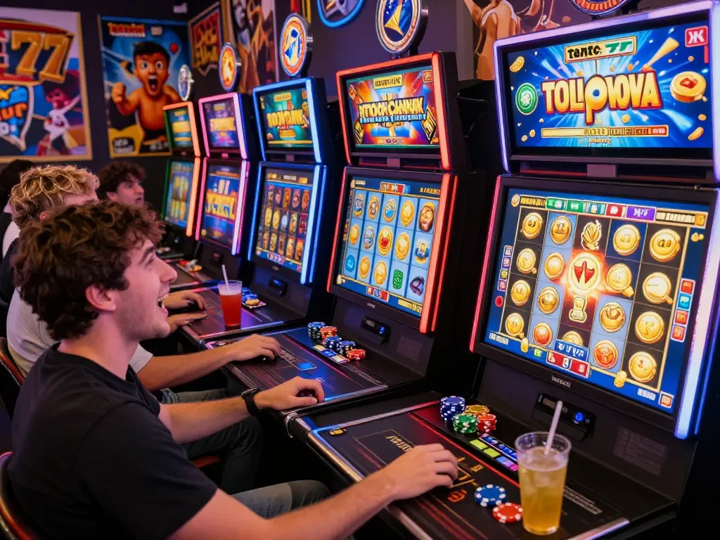 Exciting online gambling experience with tante77 slot games and diverse players enjoying dynamic gameplay.