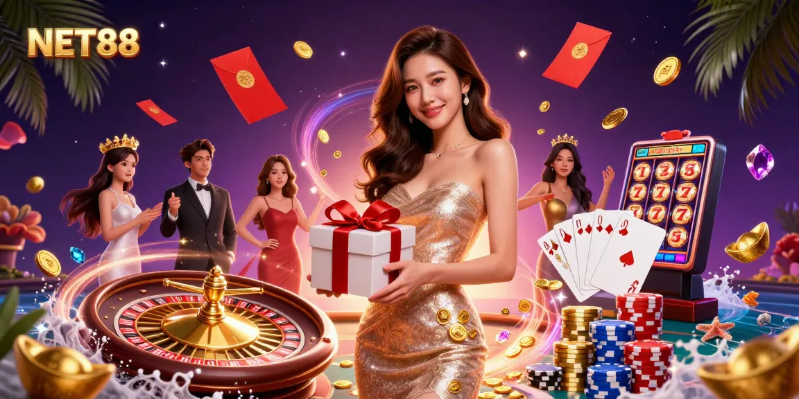 NET88 enhances your gaming experience with golden coins and vibrant casino atmosphere.