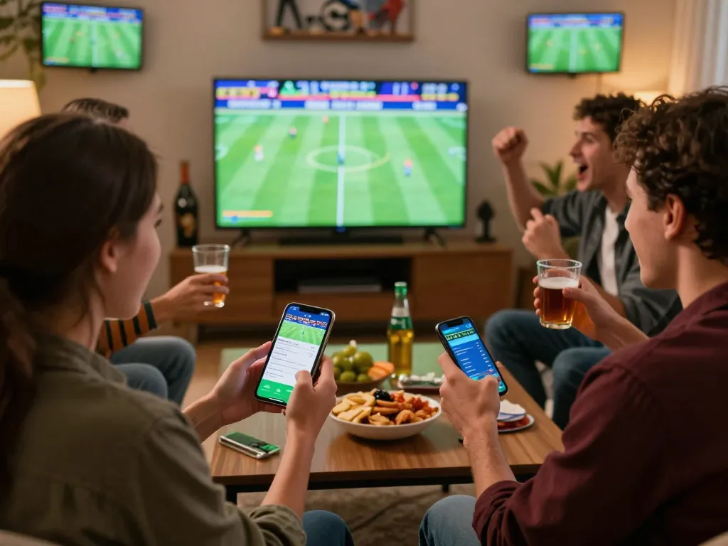 Engaging sports betting scene with friends actively placing bets on keonhacaihomnay while enjoying a game.