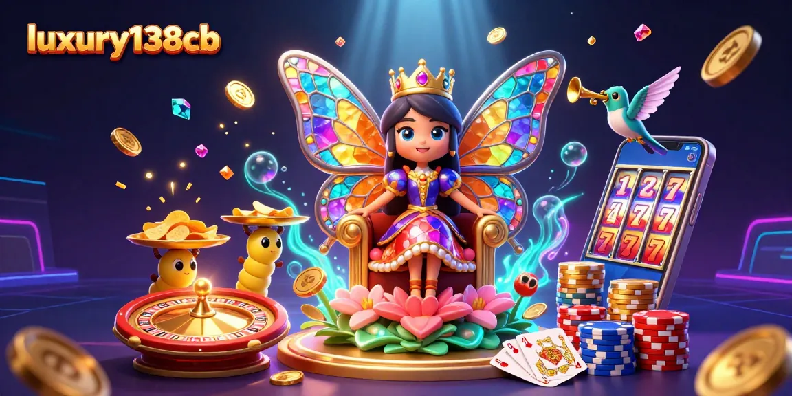 Experience thrilling gameplay with luxury138cb in this vibrant casino illustration featuring a butterfly queen.