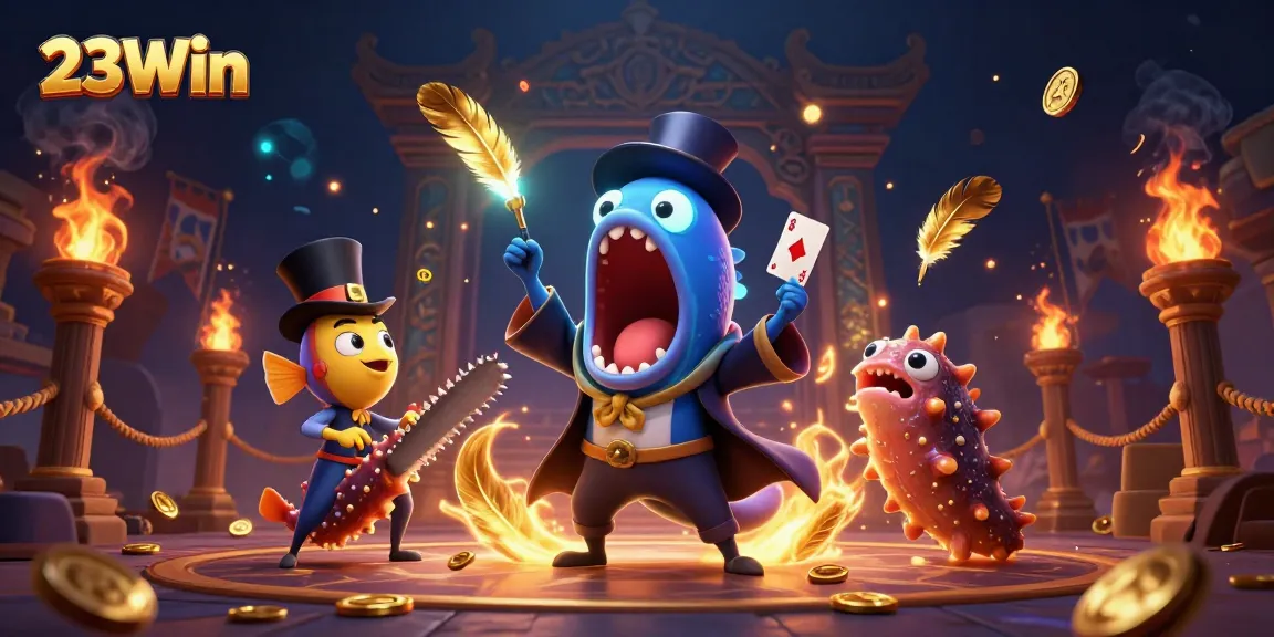Experience thrilling magic with 23Win's 3D illustration featuring a deep-sea gulper eel and anglerfish.