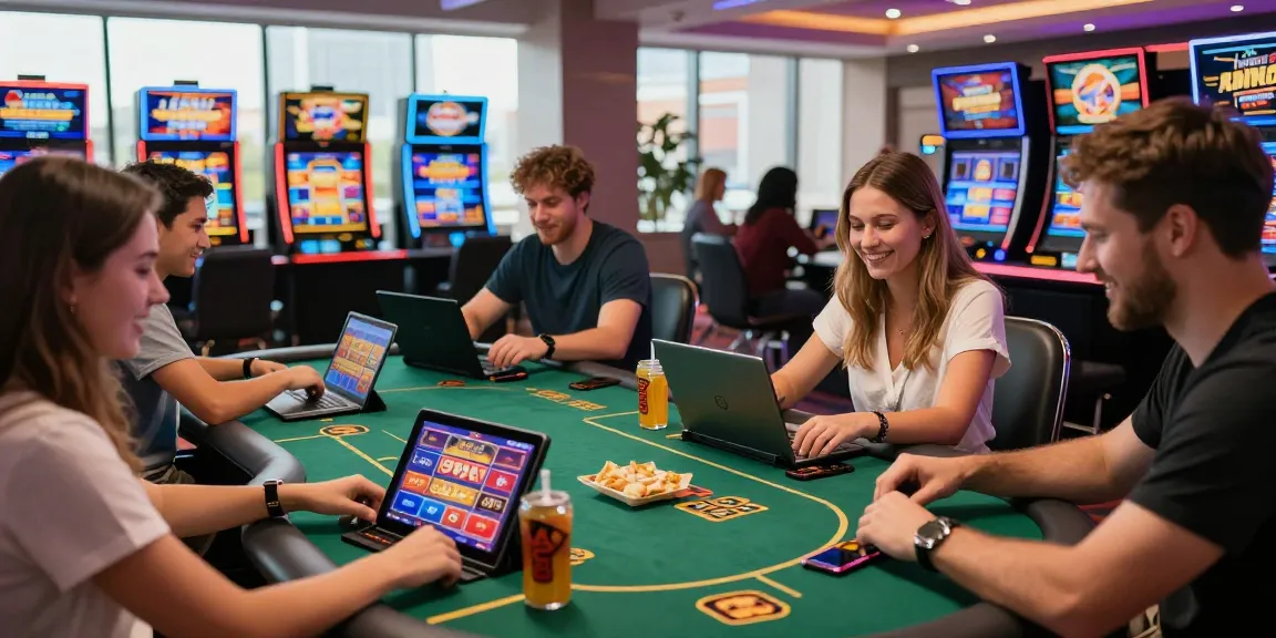 Players enjoying their time at non GamStop casinos featured on https://atosorigin.co.uk, showcasing vibrant gaming atmosphere and modern devices.