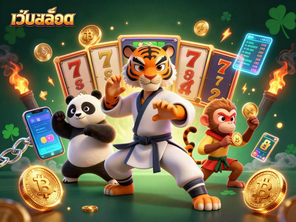 Engage in เว็บสล็อต action with our vibrant 3D homage to slots, featuring animated characters and crypto elements.