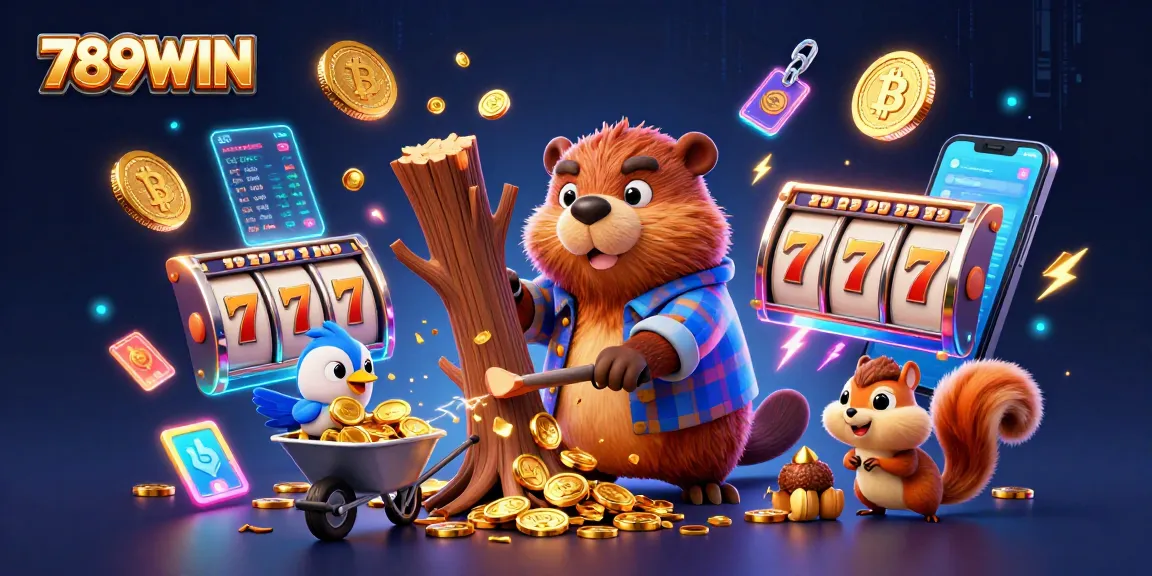 Experience the excitement of winning big with 789WIN's vibrant casino scene featuring animated characters.