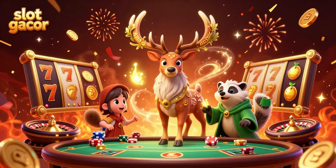 Experience thrilling gameplay with slot gacor featuring stags, treasure, and casino elements.