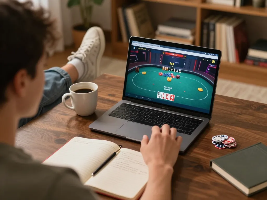 Experience strategic online poker gaming with bl555 in a cozy home setup.