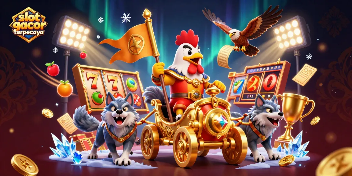 Experience thrilling gameplay with "slot gacor terpercaya" in a dynamic settings of 3D slot machines, characters, and casino elements.