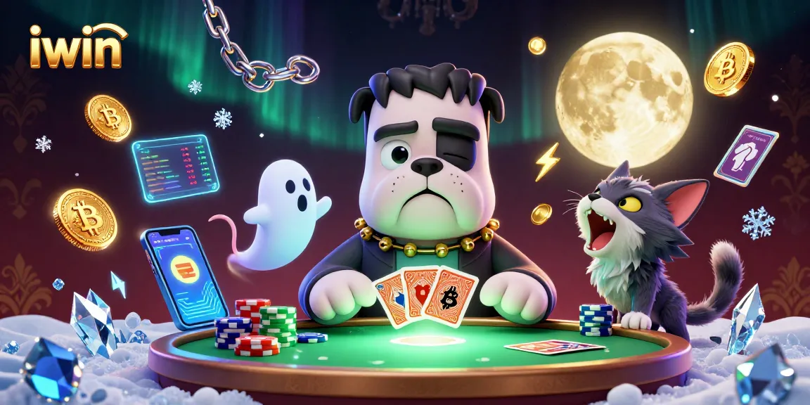 iwin showcases a fun gaming scene with characters and crypto elements for an engaging casino experience