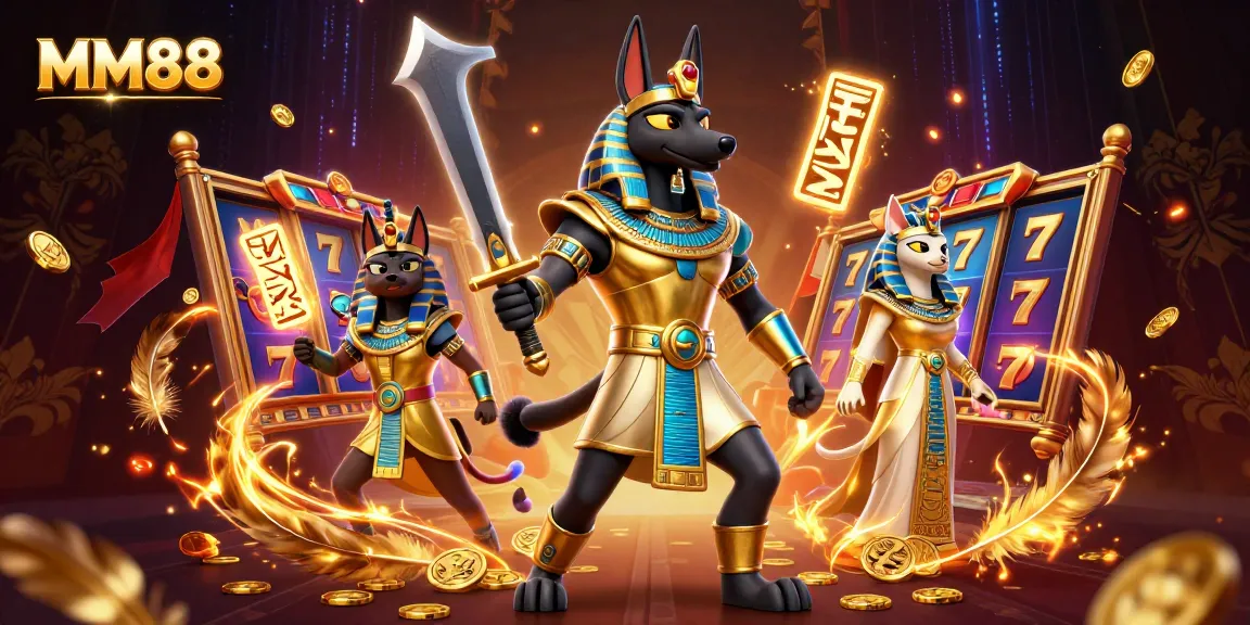 Experience the thrill of MM88 with ancient warriors and dynamic slot game elements in an exciting scene.