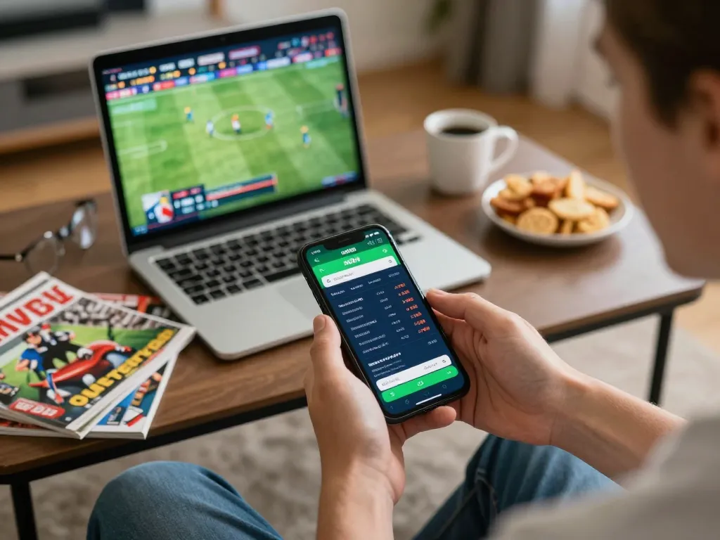 Betting excitement on mb66 app with vibrant sports betting scene at home.