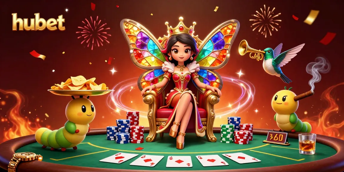 Experience winning at hubet with a vibrant 3D casino scene filled with poker action.