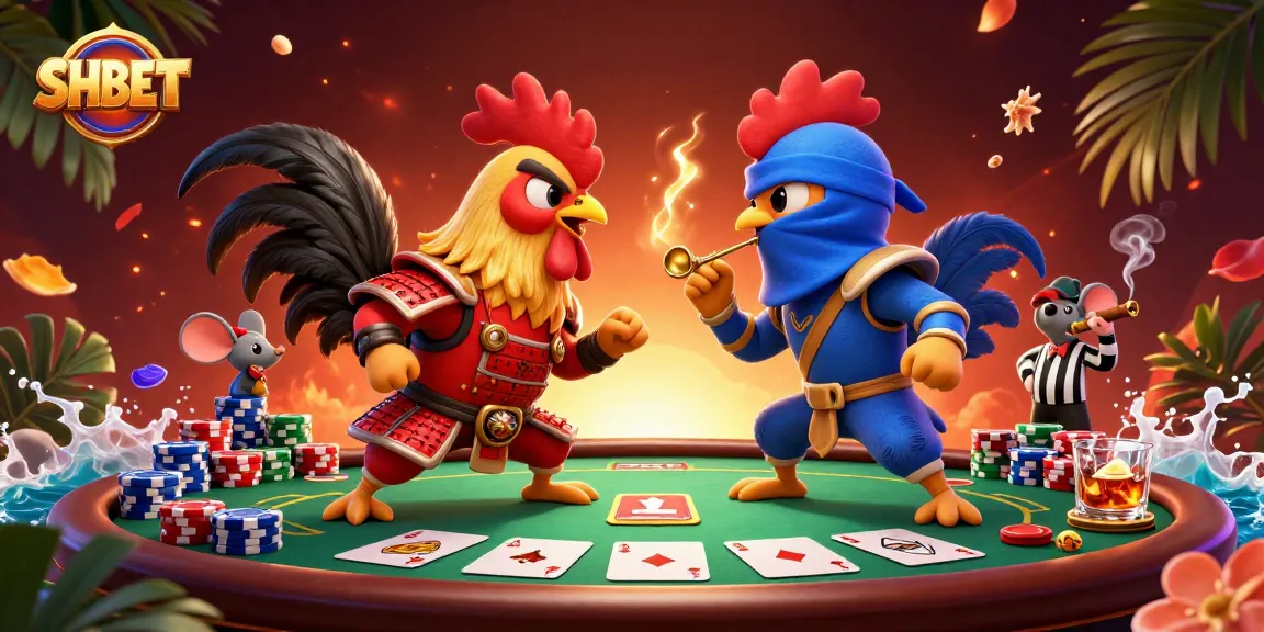 Engage in thrilling gameplay with SH BET as roosters face off at a poker table