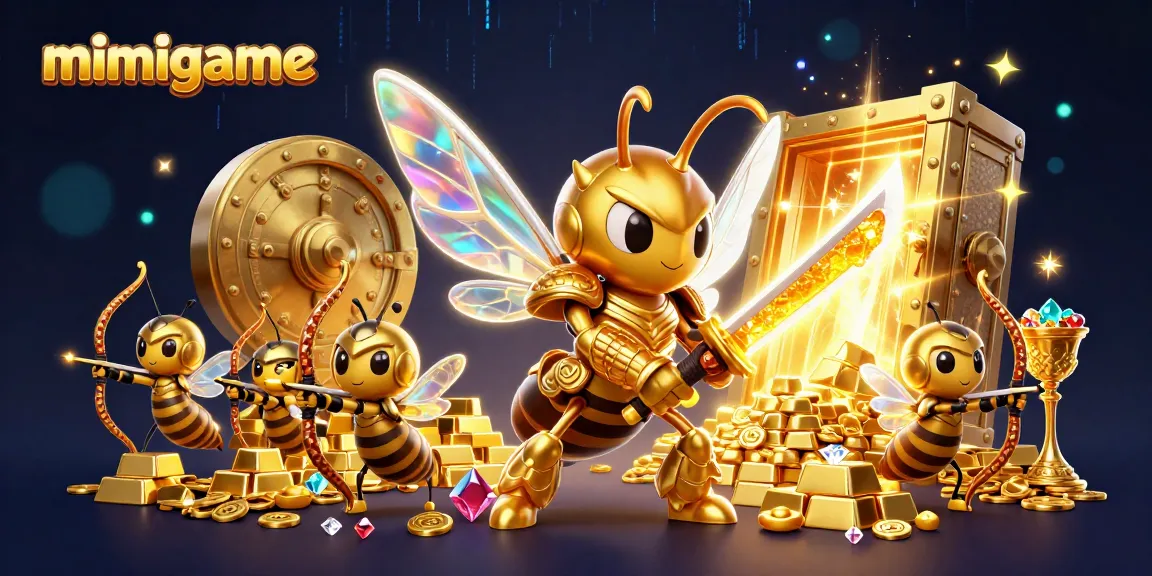 Play exciting games on mimigame with a captivating 3D illustration showcasing a dynamic casino scene.
