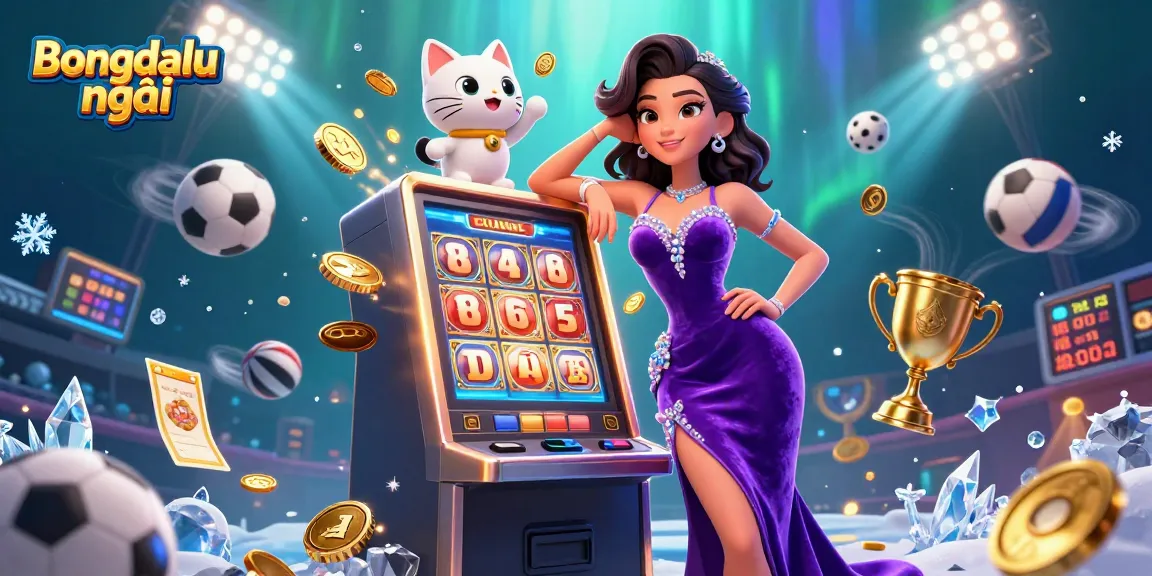 Experience Bongdalu mới with an energetic 3D scene featuring casino elements and a glamorous character.