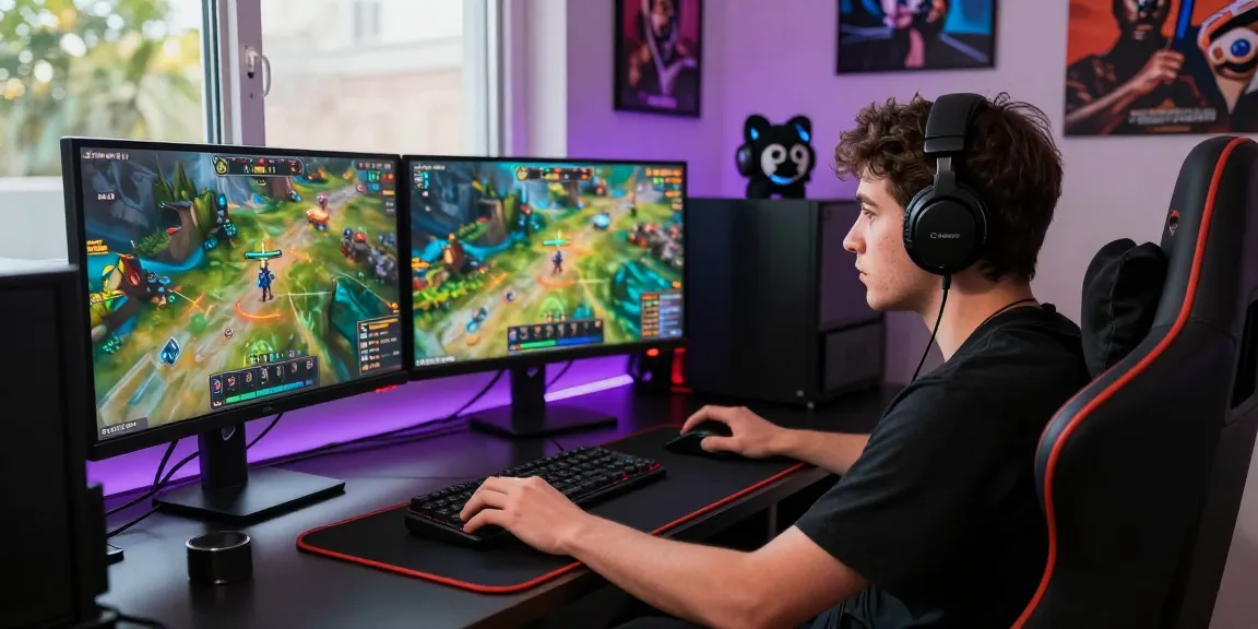 https://truewealthbooks.com/ Platform game online NAGA2000 dengan pemain sedang bermain di meja yang dipenuhi aksesoris gaming dan layar monitor.