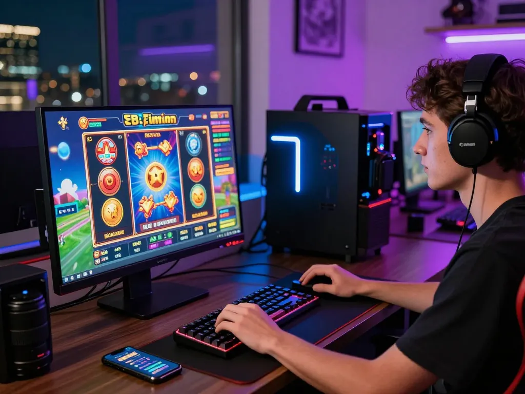 Pengaturan permainan menarik yang menunjukkan kegembiraan situs slot dengan visual yang bersemangat dan teknologi yang imersif.