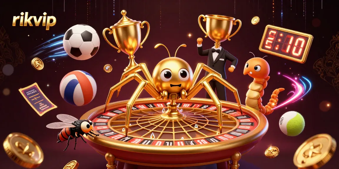 Experience the excitement of rikvip as a golden spider spins a roulette wheel web with thrilling bets.