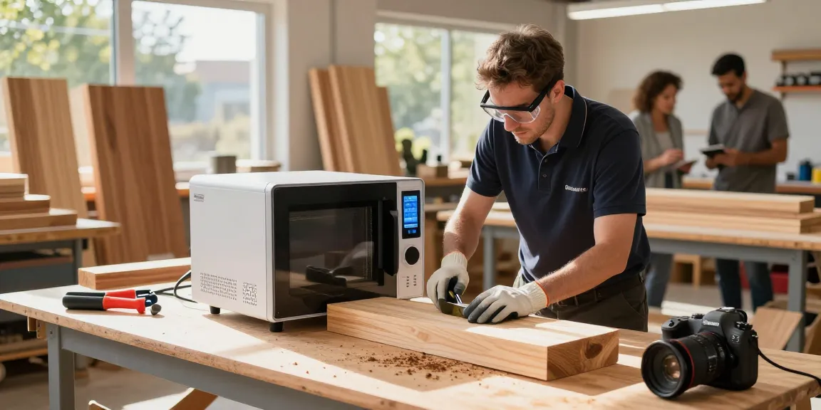 Shashel microwave technology eliminating wood-boring insects in a workshop.
