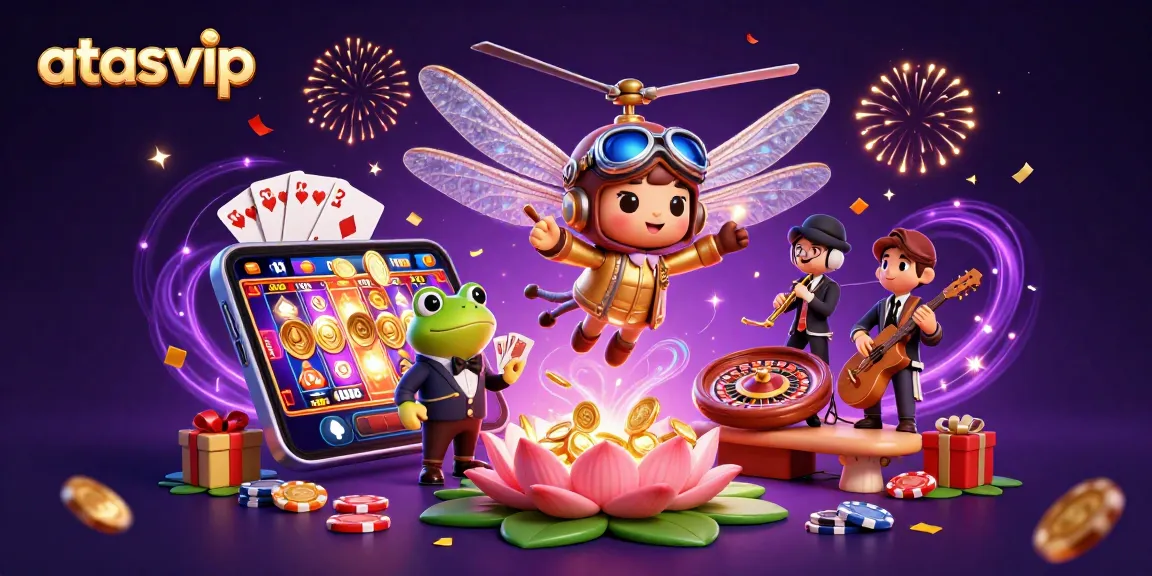 Engage in thrilling casino adventures with atasvip featuring a dragonfly pilot and frog croupier.