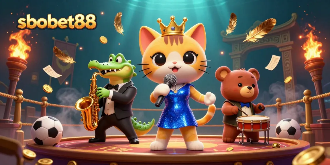 Experience exhilarating sbobet88 betting thrills with dynamic casino characters, sports elements, and festive visuals.
