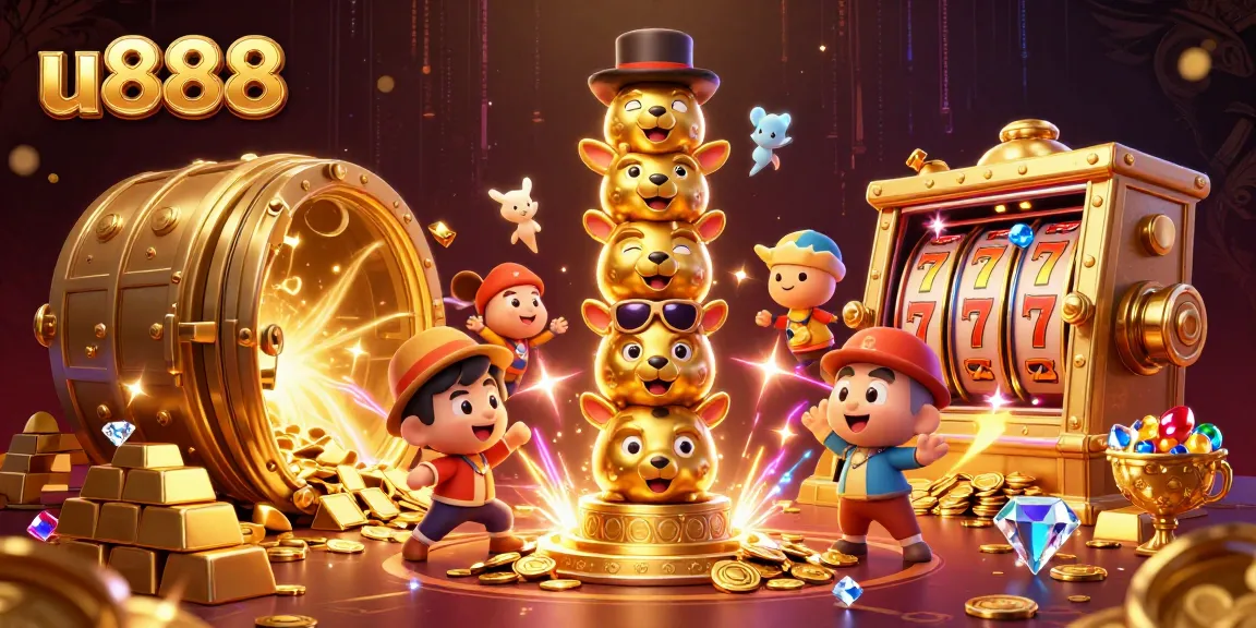 Experience thrilling wins at u888 with a vibrant 3D casino illustration showcasing endless fun!