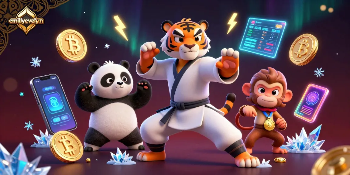 Engage with emillyevelyn's dynamic online casino scene featuring vibrant characters and crypto elements.
