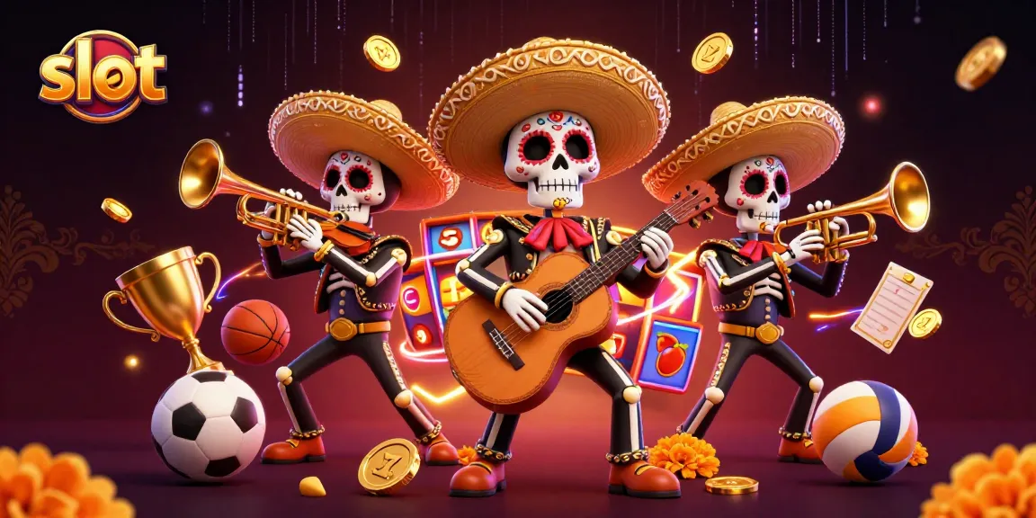 Slot gacor yang menarik perhatian dalam ilustrasi 3D dengan band mariachi.