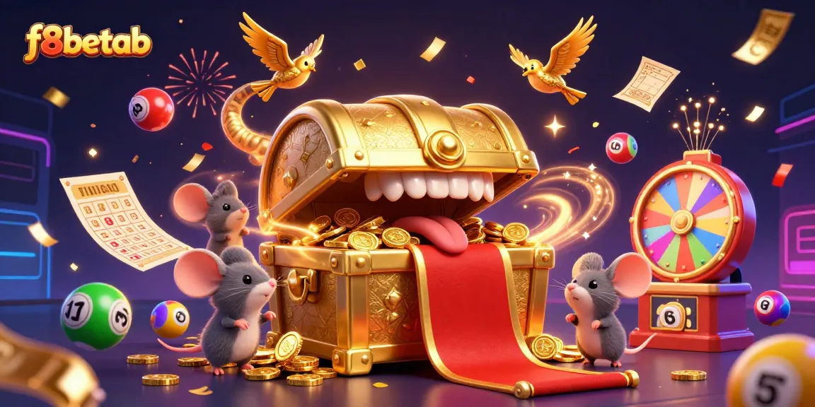 Experience thrilling gameplay with f8betab's vibrant casino illustration filled with lottery balls and excitement.