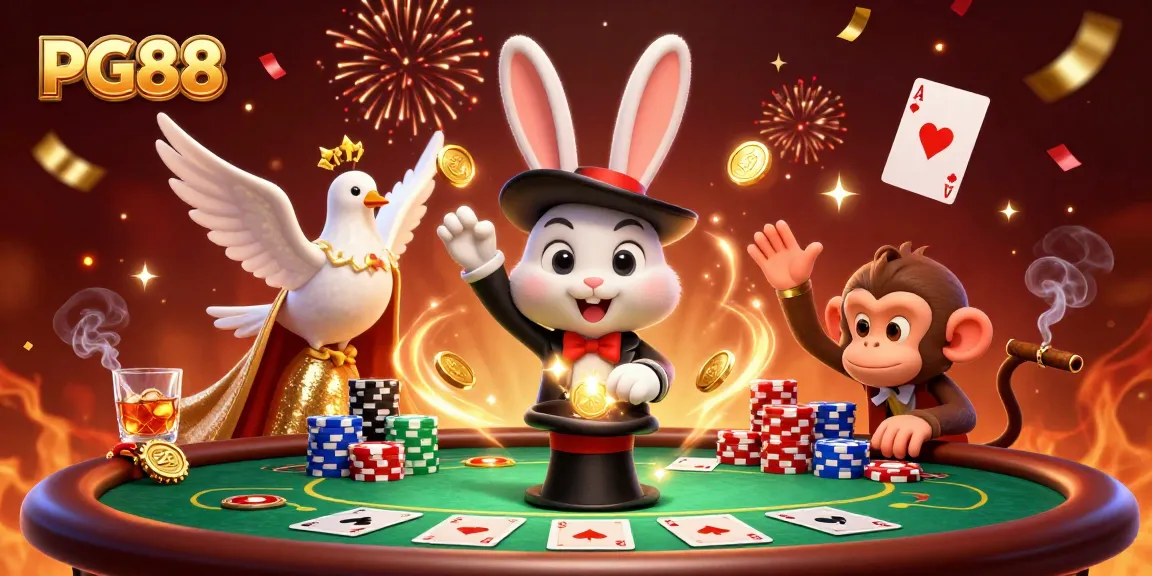 Experience PG88's vibrant casino magic with lively characters and dazzling poker action.