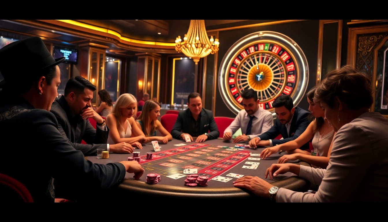 Hitclub poker players strategizing for a big win at a luxurious casino table.