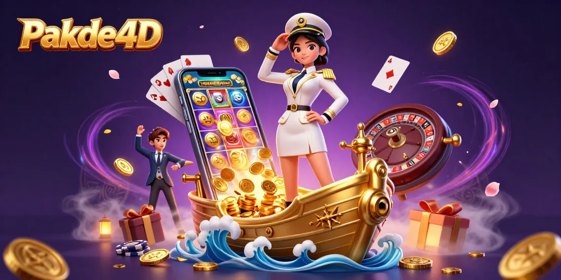 Pakde4D showcases winning strategies with an engaging 3D illustration featuring vibrant casino elements.