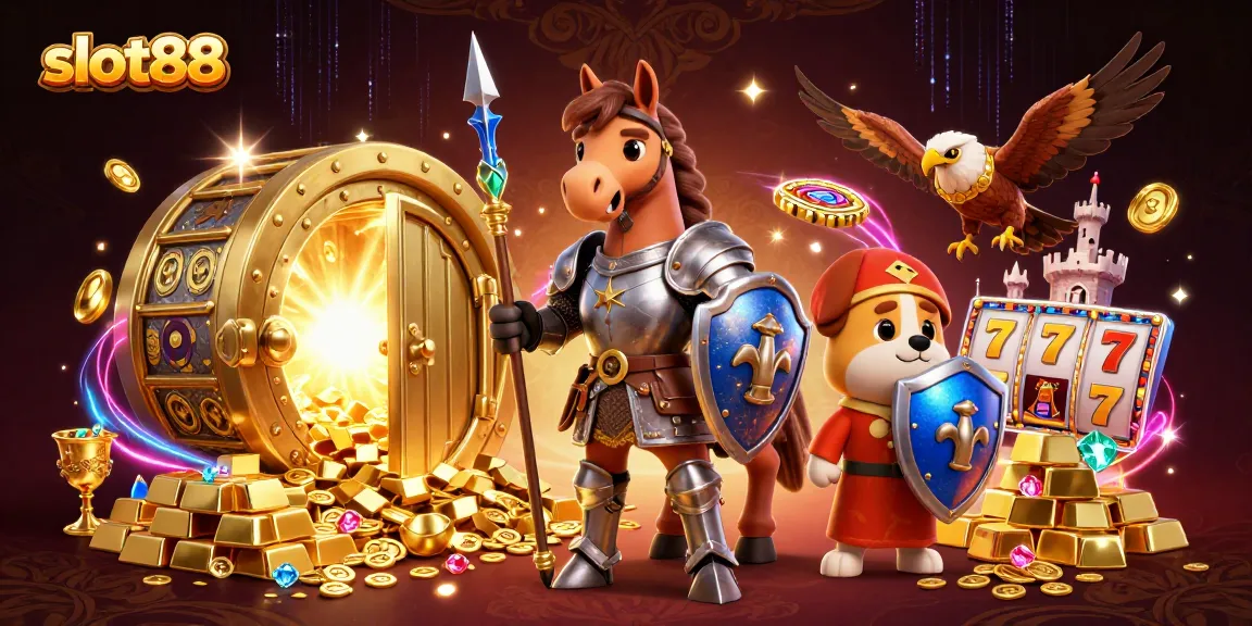 Win big with slot88 while enjoying vibrant casino-themed characters and treasures.
