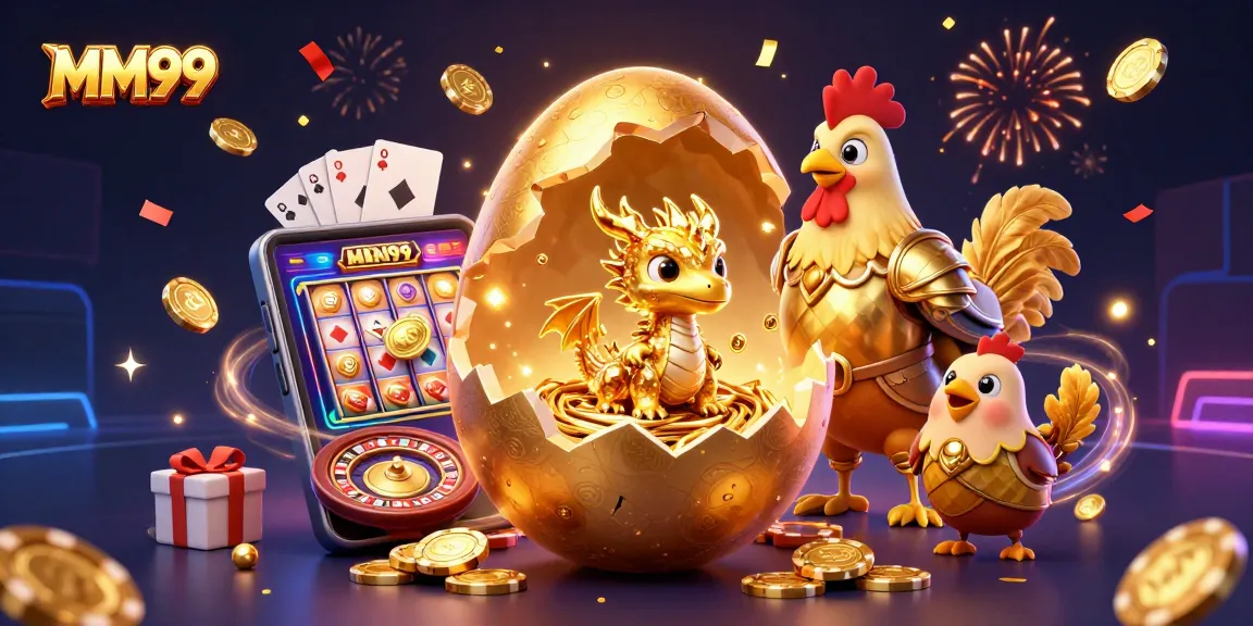 Experience winning moments with MM99, featuring a golden dragon and casino elements.