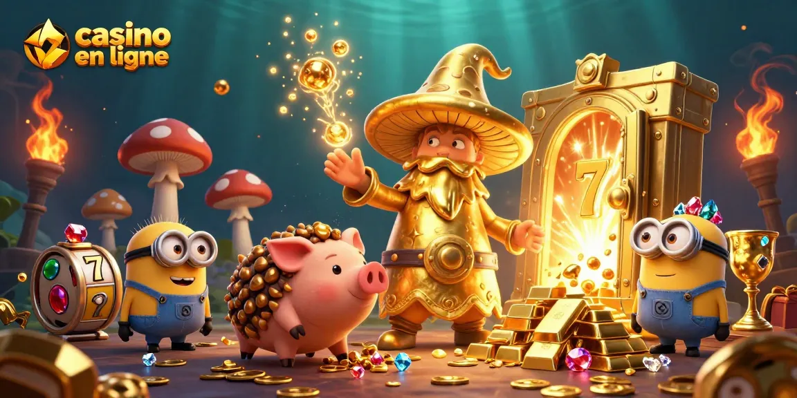 Jouez à des jeux au casino en ligne avec un mage, un cochon truffier et des joyaux scintillants.