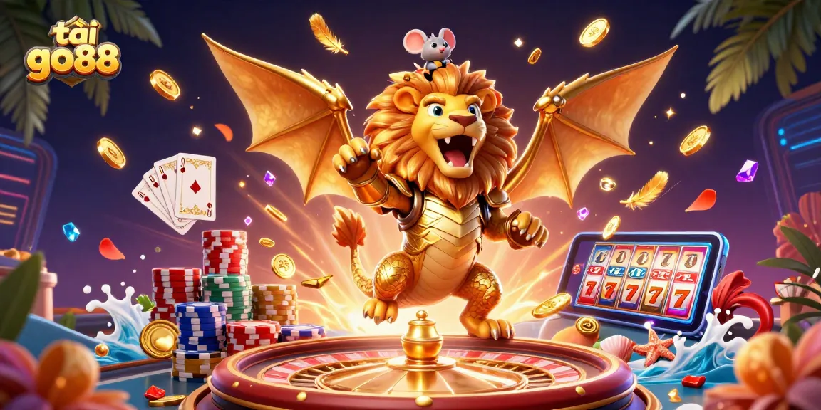 Experience the thrill of tải go88 with a captivating 3D casino scene featuring games and excitement.